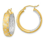 Load image into Gallery viewer, 14k Two-tone Gold Polished Satin & Diamond-cut In/Out 23mm Hoop Earrings