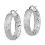 Load image into Gallery viewer, 14k White Gold Polished, Satin & Diamond-cut In/Out Hoop Earrings