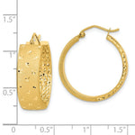 Load image into Gallery viewer, 14K Yellow Gold Polished, Satin & Diamond-cut Hoop Earrings
