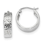 Load image into Gallery viewer, 14k White Gold Diamond-cut Hoop Earrings
