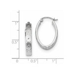Load image into Gallery viewer, 14k White Gold Polished, Satin & Diamond-cut Hoop Earrings