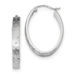 Load image into Gallery viewer, 14k White Gold Polished, Satin & Diamond-cut Hoop Earrings