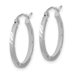 Load image into Gallery viewer, 14k White Gold Satin & Diamond-cut Square Tube Hoop Earrings