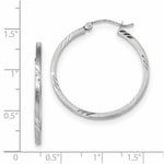 Load image into Gallery viewer, 14k White Gold Satin & Diamond-cut Square Tube Hoop Earrings