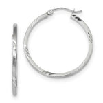 Load image into Gallery viewer, 14k White Gold Satin & Diamond-cut Square Tube Hoop Earrings