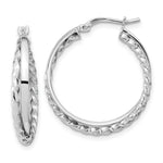 Load image into Gallery viewer, 14K White Gold Polished & Textured Hinged Hoop Earrings