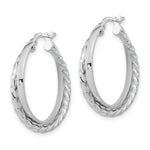 Load image into Gallery viewer, 14K White Gold Polished & Textured Hinged Hoop Earrings