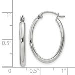 Load image into Gallery viewer, 14K White Gold Polished 2.75mm Oval Tube Hoop Earrings 13mm length