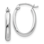 Load image into Gallery viewer, 14K White Gold Polished 2.75mm Oval Tube Hoop Earrings 10mm length