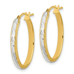 Load image into Gallery viewer, 14k Two-tone Gold Diamond-cut and Textured Hoop Earrings