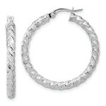 Load image into Gallery viewer, 14k White Gold Polished 3mm Twisted Hoop Earrings