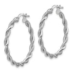 Load image into Gallery viewer, 14k White Gold Polished Textured Hoops