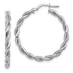 Load image into Gallery viewer, 14k White Gold Polished Textured Hoops