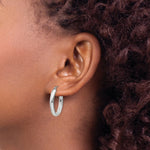 Load image into Gallery viewer, 14K White Gold Polished 3.75mm Oval Tube Hoop Earrings 25mm length