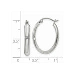 Load image into Gallery viewer, 14K White Gold Polished 3.75mm Oval Tube Hoop Earrings 25mm length