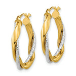 Load image into Gallery viewer, 14k Two Tone Gold Polished Rope Twisted Oval Hoop Earrings