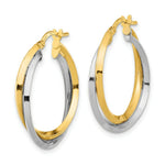 Load image into Gallery viewer, 14k Two Tone Polished Double Hoop Earrings