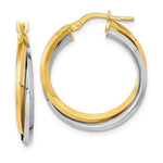 Load image into Gallery viewer, 14k Two Tone Polished Double Hoop Earrings