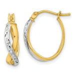 Load image into Gallery viewer, 14k Two-Tone Gold Diamond-cut and Polished Hoop Earrings