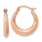 Load image into Gallery viewer, 14K Rose Gold Textured Hollow Hoop Earrings