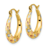 Load image into Gallery viewer, 14k Polished White & Rose Gold Satin & Diamond-cut Hoop Earrings