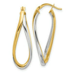Load image into Gallery viewer, 14k Two Tone Gold Polished Oval Double Hoop Earrings
