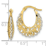 Load image into Gallery viewer, 14K Yellow Gold Rhodium-plated Polished Filigree Hoop Earrings