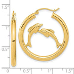 Load image into Gallery viewer, 14K Yellow Gold Polished Dolphins Hoop Earrings