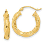 Load image into Gallery viewer, 14K Yellow Gold Polished & Diamond-cut Twist Hoop Earrings