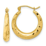 Load image into Gallery viewer, 14K Yellow Gold Polished & Diamond-cut Hoop Earrings