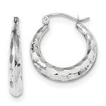 Load image into Gallery viewer, 14k White Gold Polished & Diamond-cut Hoop Earrings
