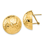 Load image into Gallery viewer, 14K Yellow Gold Hammered Omega Back Post Earrings