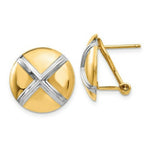 Load image into Gallery viewer, 14K Yellow Gold Polished & Rhodium X Omega Back Post Earrings