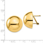 Load image into Gallery viewer, 14K Yellow Gold Polished Half Ball Omega Back Post Earrings