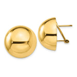 Load image into Gallery viewer, 14K Yellow Gold Polished Half Ball Omega Back Post Earrings