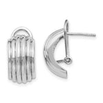 Load image into Gallery viewer, 14K White Gold Ribbed Omega Back Post Earrings 9.5mm width