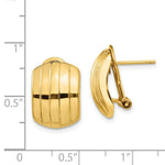 Load image into Gallery viewer, 14K Yellow Gold Polished Ribbed Omega Back Post Earrings 12mm width