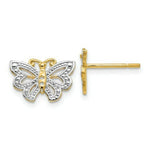 Load image into Gallery viewer, 14K Yellow Gold & Rhodium Butterfly Post Earrings