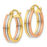 Load image into Gallery viewer, 14K Yellow Gold Tri Color Hoop Earrings 18mm length