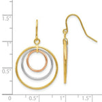 Load image into Gallery viewer, 14K Tri-Color Gold Circle Dangle Earrings
