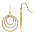Load image into Gallery viewer, 14K Tri-Color Gold Circle Dangle Earrings