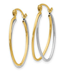 Load image into Gallery viewer, 14K Yellow Gold Two Tone Hoop Earrings 15mm length