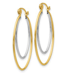 Load image into Gallery viewer, 14K Yellow Gold Two Tone Lightweight Hoop Earrings 21mm length
