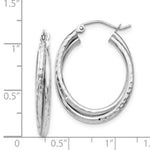 Load image into Gallery viewer, 14K White Gold Diamond-cut Polished Oval Hoop Earring 17mm length