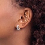 Load image into Gallery viewer, 14K White Gold Diamond Cut 4mm Patterned Hinged Hoop Earrings 14mm length