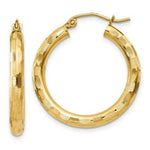 Load image into Gallery viewer, 14K Yellow Gold Textured Hoop Earrings 25mm length