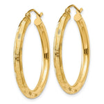 Load image into Gallery viewer, 14K Yellow Gold Textured Hoop Earrings 30mm length