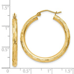 Load image into Gallery viewer, 14K Yellow Gold Textured Hoop Earrings 30mm length