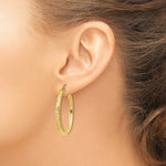 Load image into Gallery viewer, 14K Yellow Gold Textured Hoop Earrings 35mm length