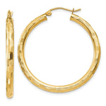 Load image into Gallery viewer, 14K Yellow Gold Textured Hoop Earrings 35mm length
